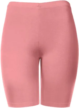 Women's Cotton Bermuda Biker Shorts Mid Thigh High Rise Stretch Jersey