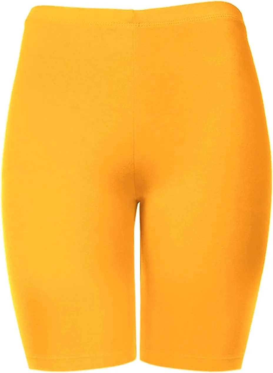 Women's Cotton Bermuda Biker Shorts Mid Thigh High Rise Stretch Jersey