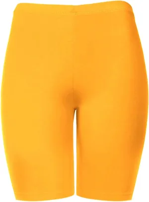 Women's Cotton Bermuda Biker Shorts Mid Thigh High Rise Stretch Jersey