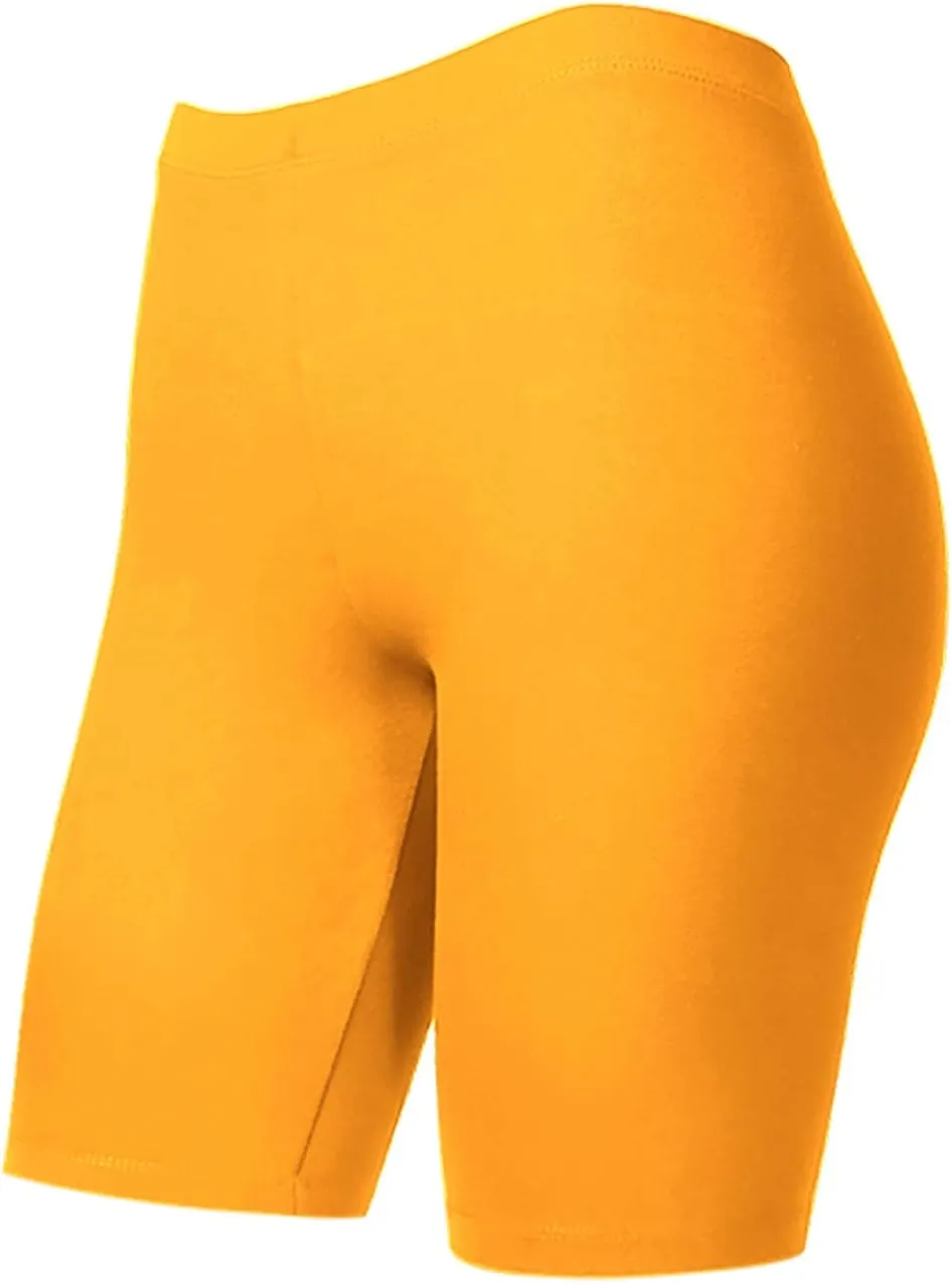 Women's Cotton Bermuda Biker Shorts Mid Thigh High Rise Stretch Jersey