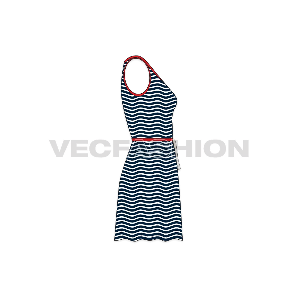 Women's Striped Frock Dress Fashion