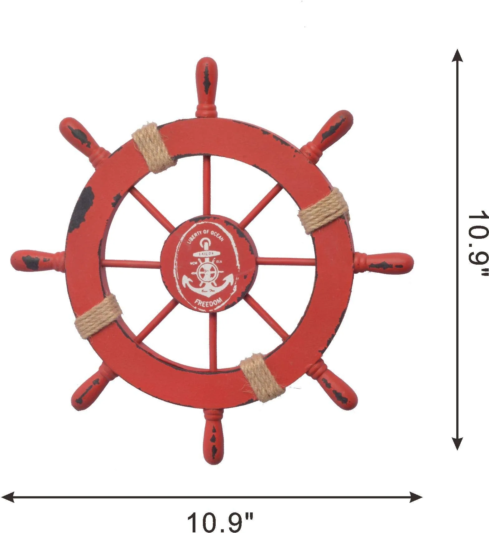 Wooden Nautical Lighthouse Anchor Wall Hanging Ornament, Beach Wooden Boat Ship Steering